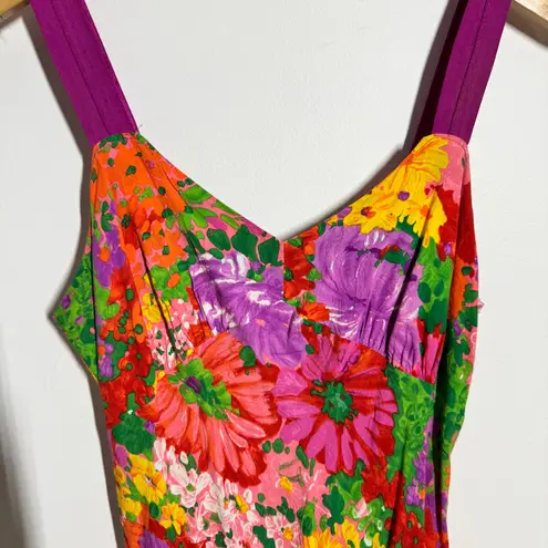 Jams World Jams Worls Floral Cottage Babydoll Vintage Midi Tank Dress Women M Pink Ruffle - Image 7