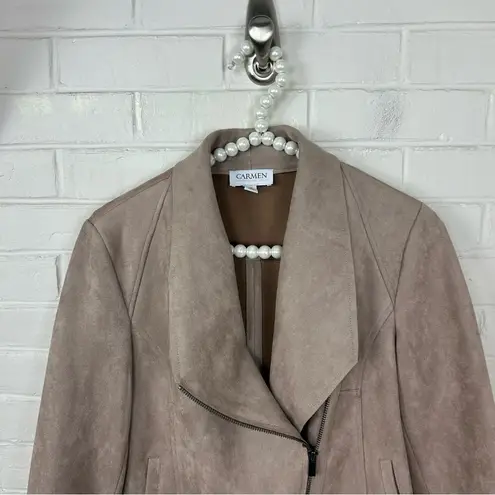 Carmen Marc Valvo Carmen Faux Suede Leather Moto Jacket Size S