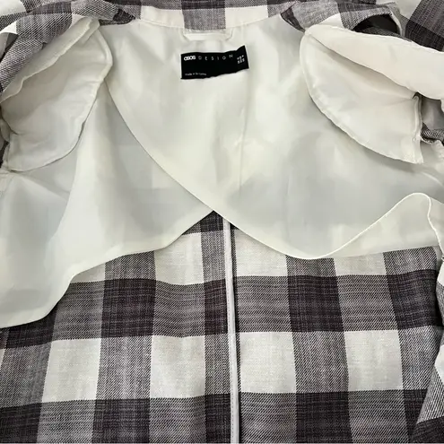 ASOS New,  DESIGN linen check double breasted suit blazer in check in multi, Sz 6