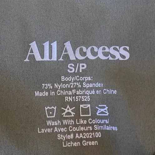 All Access Women's Green Sleeveless Square Neck Cami Sports Bra Crop Tank Top S