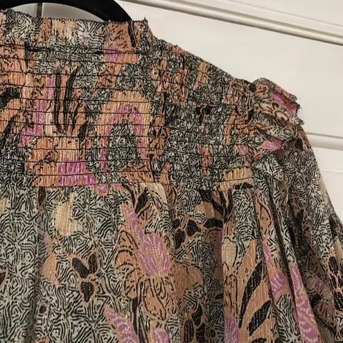 Ulla Johnson NEWUlla Johnson Lara Blouse Silk Ruffle Floral Birds of Paradise Ivory Size 8