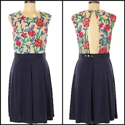 {M} ACEVOG Casual Floral Fit n' Flare Party Dress Black Size M