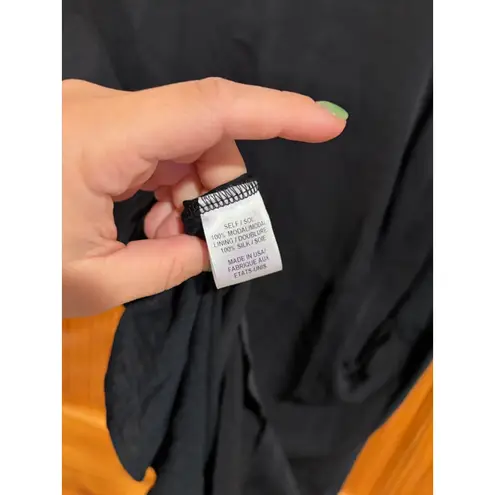 Haute Hippie Black Draped Cowl Neck Tunic M Sheer Hem Layered Top NWT $195