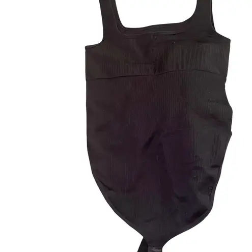 Ribbed Sleeveless Stretch Fit Bodysuit Black Size XXL