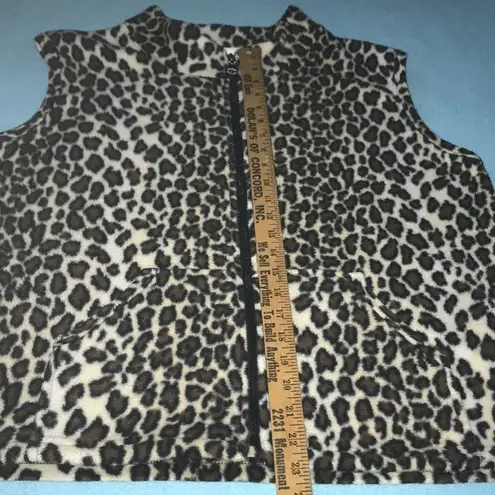 LA FETE Cheetah print vintage vest mandarin collar pouch pockets NEW size L Size L