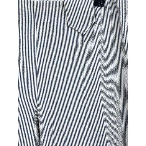 Piazza Sempione NWT Audrey Crop Pants Seersucker Gray Stripe Cigarette Pant 14