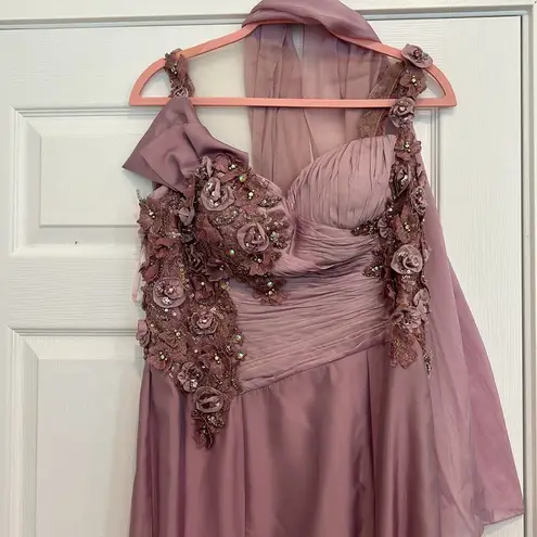 Sarafia Couture Silk Purple Lavender Formal Gown Dress Mother of The Bride Sz 8