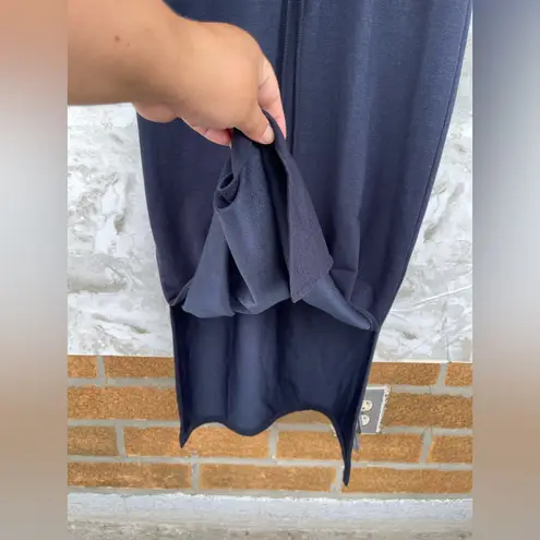 Evereve Elastic Waistband Drawstring Navy Blue Midi Dress size medium