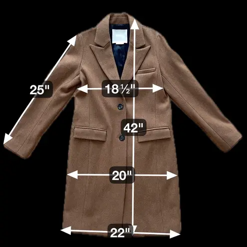 M. Martin New York Camel Wool Blend Button Front Coat, Size S, Made in USA Brown - Image 11