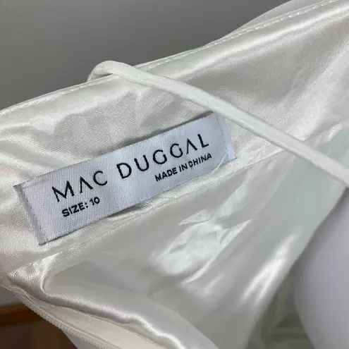 Mac Duggal White Ruffle Tiered Cut-Out Chiffon Gown Size 10 $598 67911