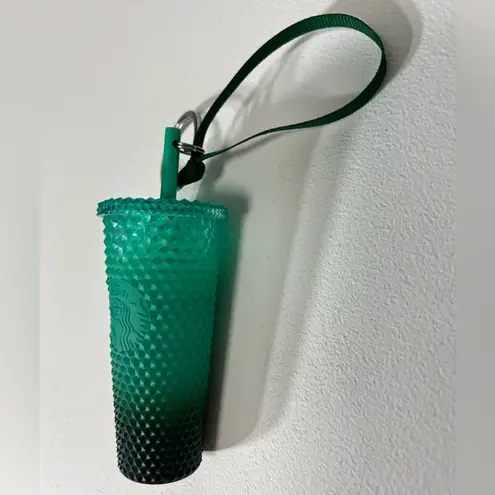 Starbucks Cold Cup Keychain & Ornament Ombre Teal Gradient Textured Tumbler Cup