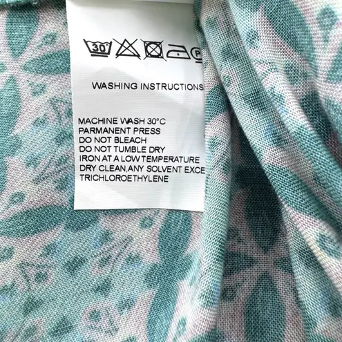 Farm Rio Women's Jumpsuit Green Tile Floral Border Spaghetti Strap Size S