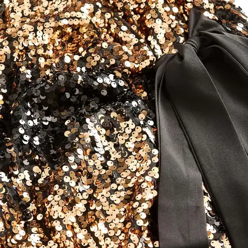 City Chic Dress Plus 18 2X Black Gold Sequin Irresistible Wrap Party Mini Formal