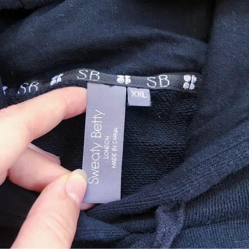 Sweaty Betty • Essentials Hoodie black cropped pullover sweatshirt french terry