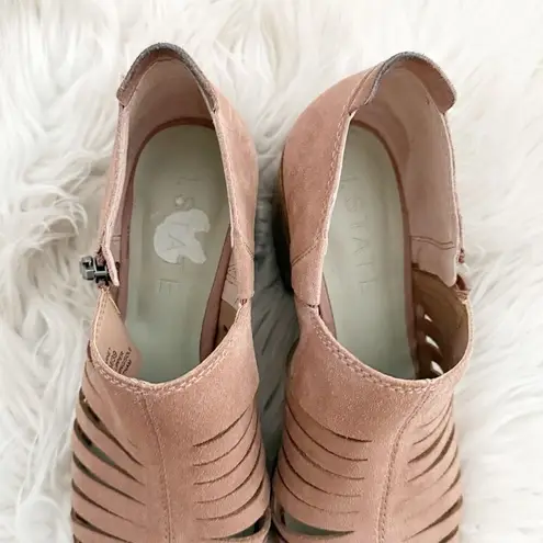 1. State  | Arnet Pink Leather Cutout Pointed Toe Ankle Booties Boots | Size 8.5