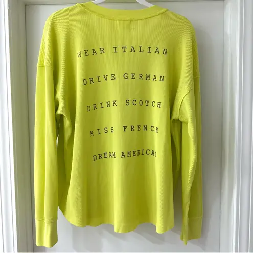 Sundry NWT Bright Yellow Dream American Waffle Print Long Sleeve Top, Size Large