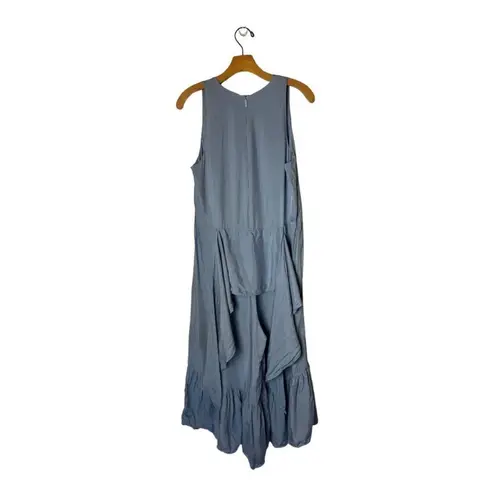 Tibi Jumpsuit Women 4 Blue Tie Waist Sleeveless Boho Cottagecore Ruffle Hem