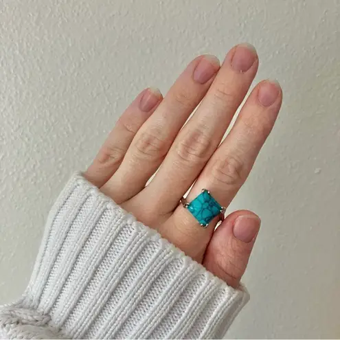 Boutique “Belize” Southwestern Blue Turquoise Silver Ring 9 Cowgirl Maximalist