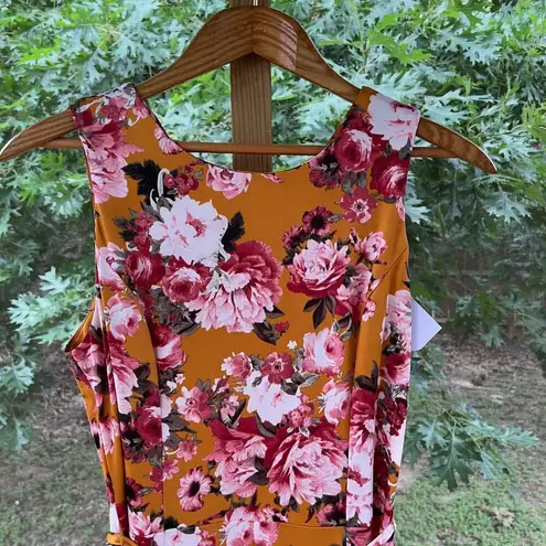 Superfoxx Yellow, Pink And White Floral Sleeveless Midi Dress Size S. NEW