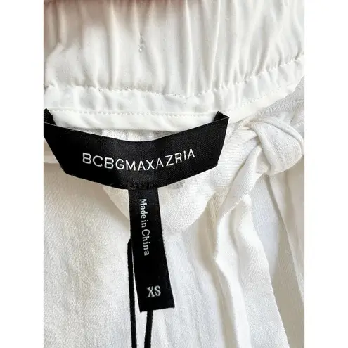 BCBGMAXAZRIA NWT  Linen cotton Pleated Paper bag Shorts White Women's Size XS