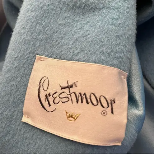 Vintage Crestmoor Wool Norwegian Fox Fur Collar Pea Coat 50s 60's Blue Size M