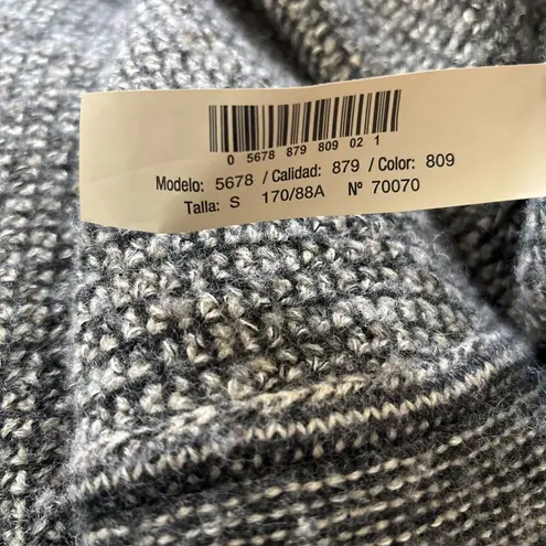 Massimo Dutti Gray Poncho Sweater Turtleneck, Slit Pockets Cozy Waffle Knit Sz S