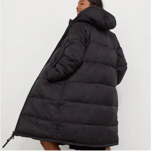 Kangol Puffer Jacket for H&M Black Size XXS Double Zip Hooded Trench Puffer