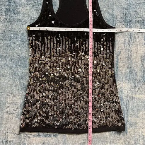 Jeknit Black Silver Gradient Ring Sequin Racerback Tank Top Small