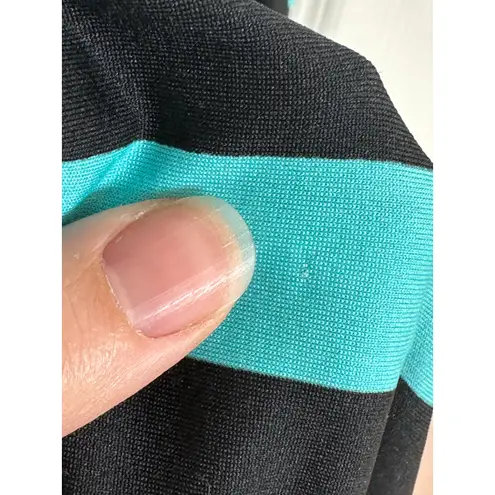 kim rogers Bright Aqua & Black Striped Bold Stretch Maxi Skirt Wrinkle-free S