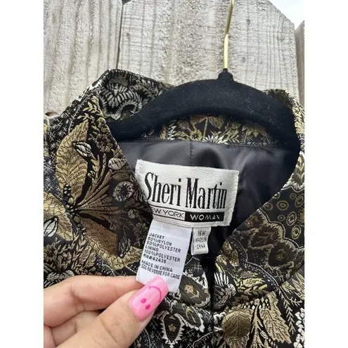 Vintage Sheri Martin Jacket Top Size 16W Black Gold Silver Buttons Whimsygoth