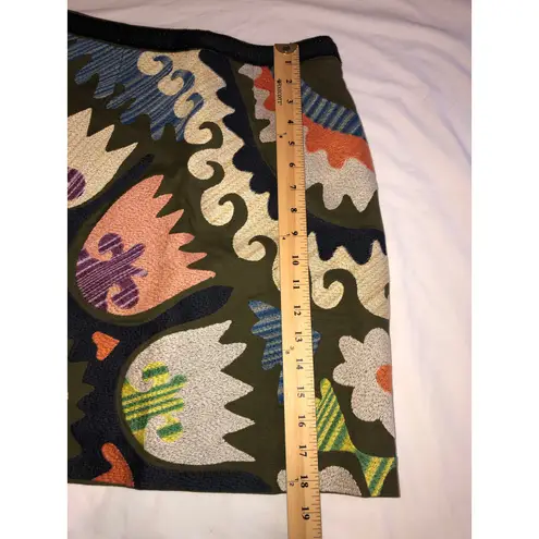 Embroidered Skirt Size 0 Patchwork Floral Tulipa Vanessa Virginia Boho Folk Art Green