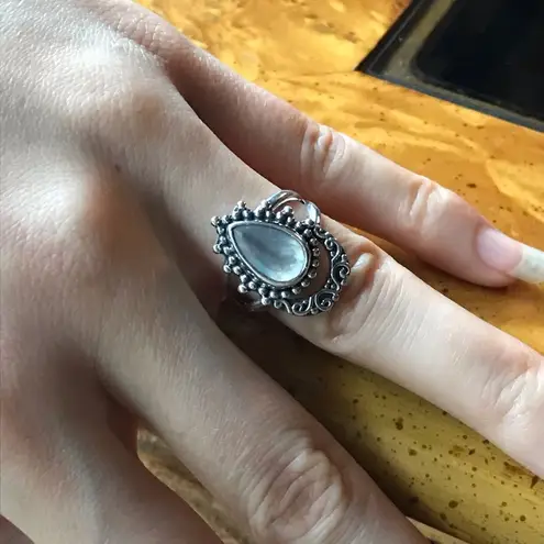 Natural Rainbow Moonstone Sterling Silver Ring Size 7