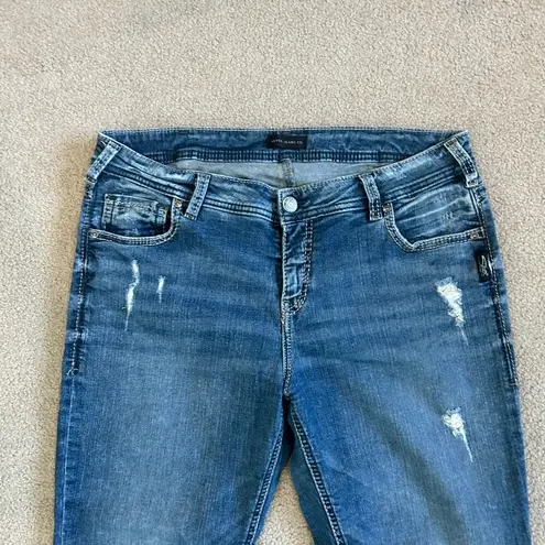 Silver Jeans Destructed Skinny Girlfriend Jeans Mid Rise Womens Size W34 L29