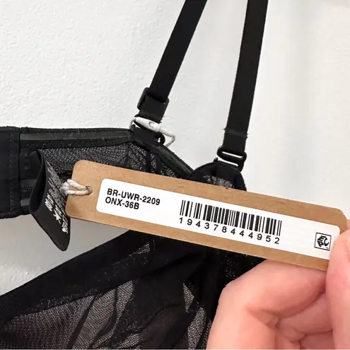 SKIMS NWT Ulta Fine Mesh Strapless Bra Onyx Black Sheer sz 36B