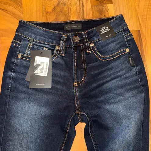 Silver Jeans Suki Curvy Fit Mid Rise Skinny Leg Dark Wash Denim W24 L31
