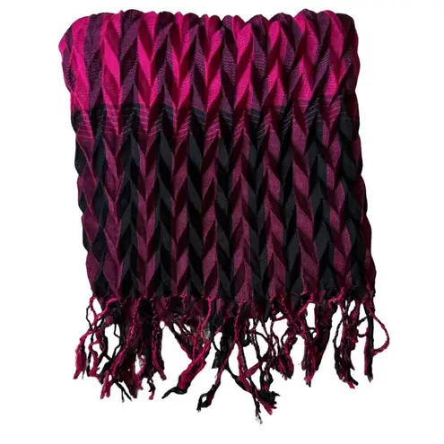 Charlie Paige Pink & Black Scarf Fringe Accordian Like New