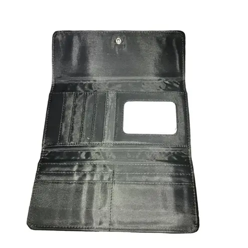 BLACK FAUX LEATHER TRI FOLD WALLET