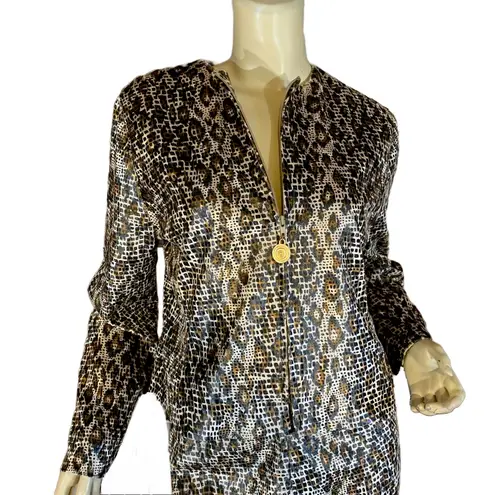 VINTAGE 1980'S ANNE FAIRBANKS II BLACK. & TAN LEOPARD PRINT PANT SET (10) Black