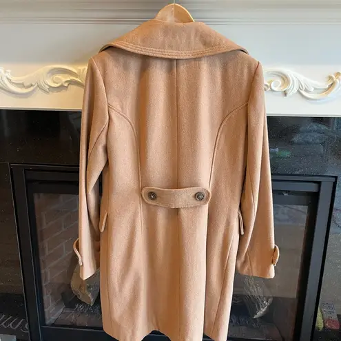 Anne Klein AK  Wool Pea Coat Camel Winter Long Womens Small Classic