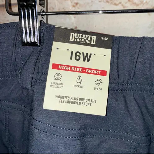 Duluth Trading Co Women's Dry on the Fly Improved Skort in Ink Size 16W NEW Gray