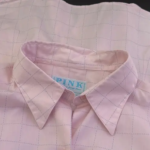 Thomas Pink French Cuff Button Up Shirt Size 14 Pink Stripe Superfine Two Fold