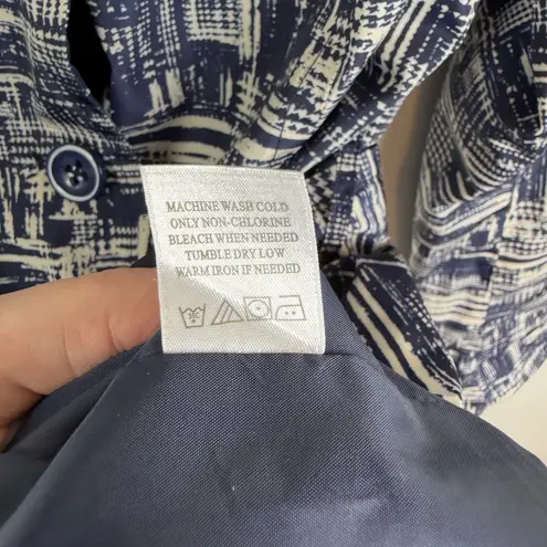 Coldwater Creek Abstract Belted Trench Coat Size XS Blue Lightweight Jacket