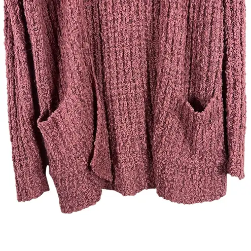 Moral Fiber Cardigan Womens M Pink Open Front Chenille Cozy Minimalist Slouchy