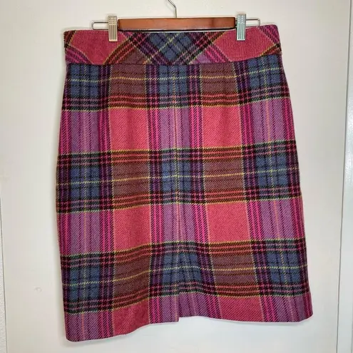 LL Bean Vtg Pink Plaid Wool Schoolgirl Preppy Gossip Girl Skirt Knee Lgth 10