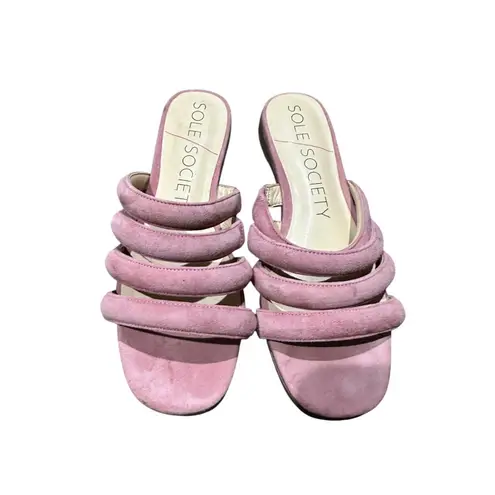 Sole Society Sole Society Pink Suede Strappy Slide Sandals Size 7.5