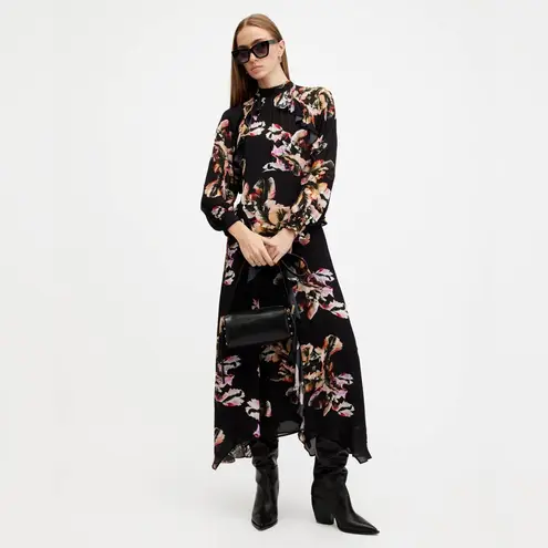 ALLSAINTS JESSICA FLORAL PRINT RUFFLE MAXI DRESS, Size 4US 36EU, $329