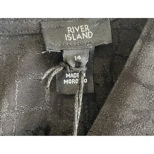 River Island NWT River Island London Black Jacquard Twist Front Top Shirt Size US 10