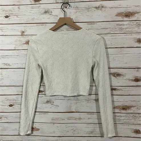 ZARA  Cropped Long Sleeve Top - White - Medium