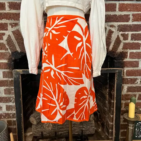 phlirt Orange and White Leaf Print Skirt Size undefined