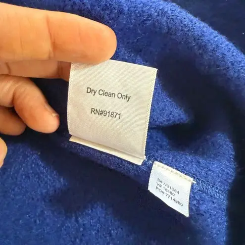 Vtg 90s Norm Thompson Royal BLUE 100% WOOL VEST Sweater Sz L/P 1 Button Collared